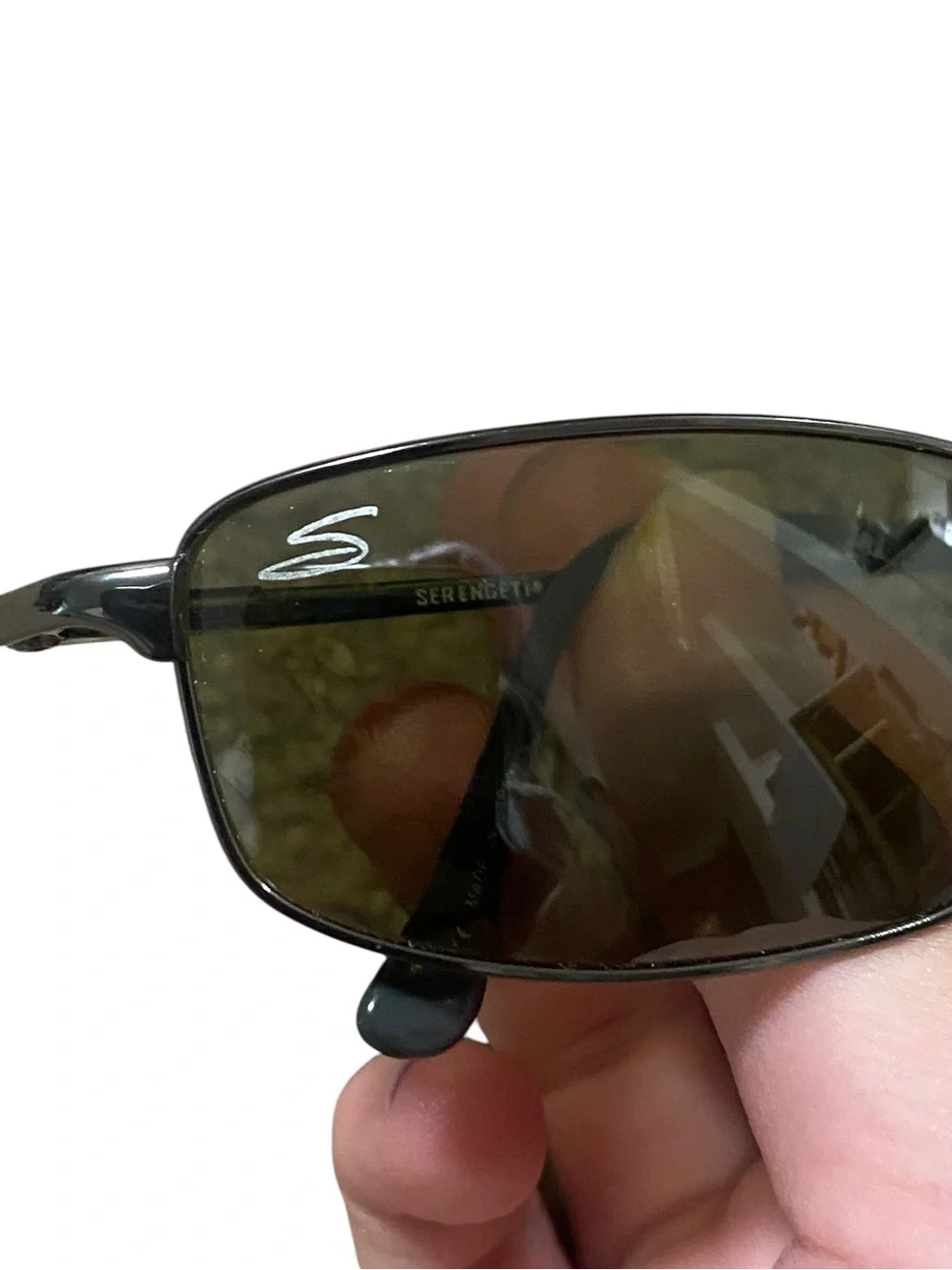 Serengeti Prato rectangular gunmetal metal frame sunglasses